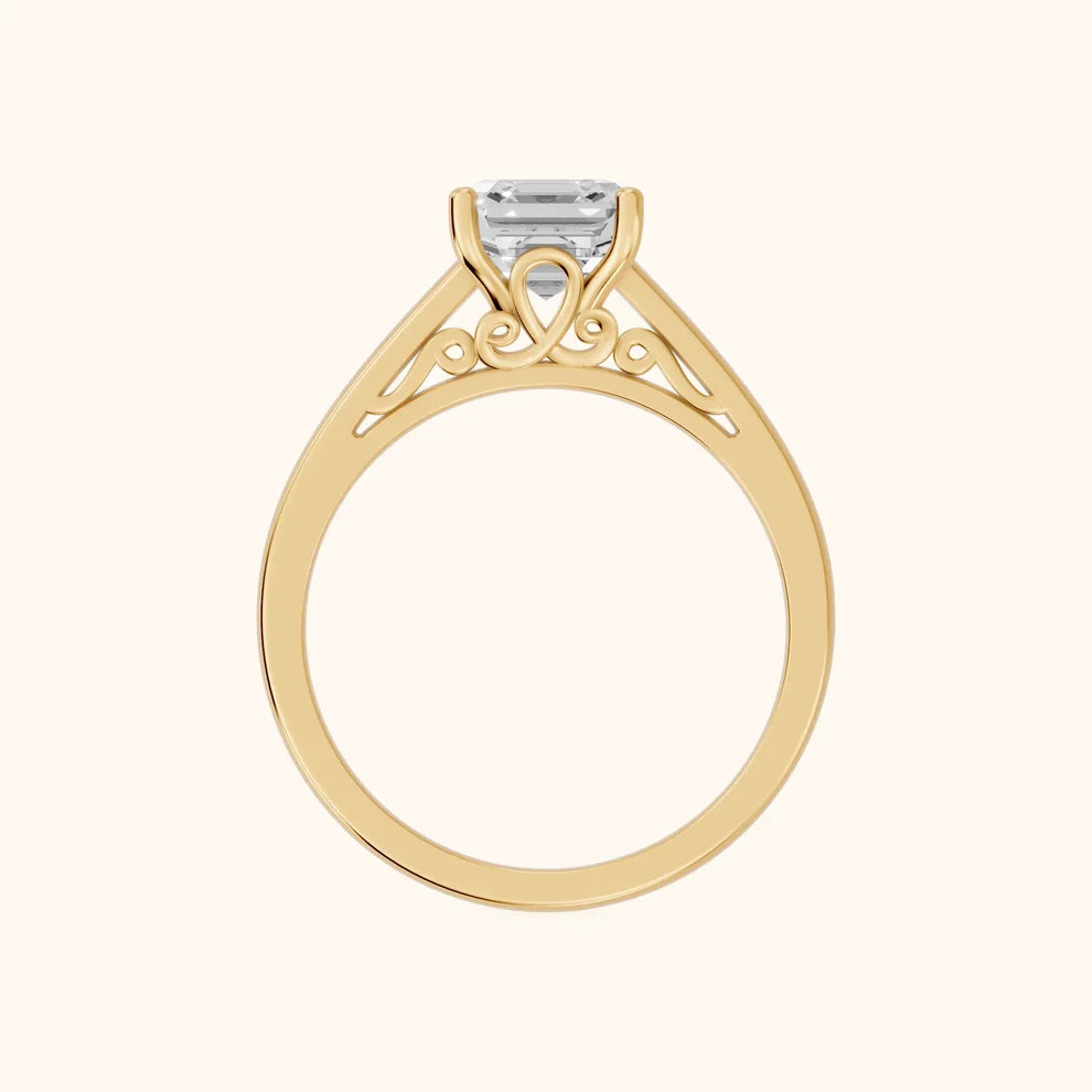 Iris Vintage Asscher Diamond Engagement Ring in Yellow Gold