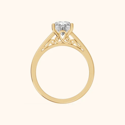 Iris Vintage Pear Diamond Engagement Ring in Yellow Gold