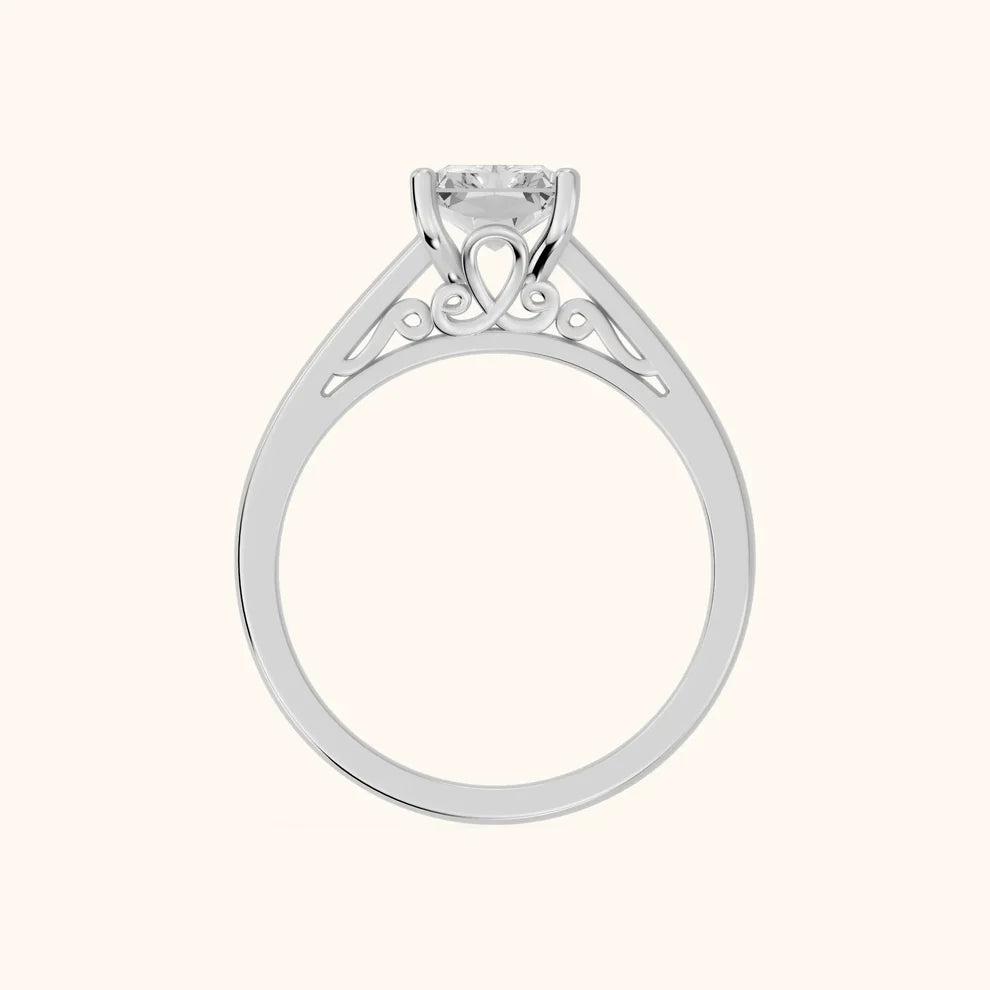 Iris Vintage Radiant Diamond Engagement Ring in Silver