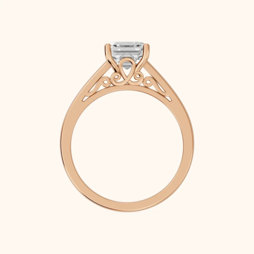 Iris Vintage Asscher Diamond Engagement Ring in Rose Gold