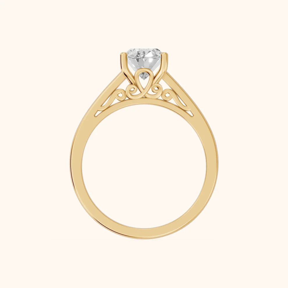 Iris Vintage Oval Diamond Engagement Ring in Yellow Gold