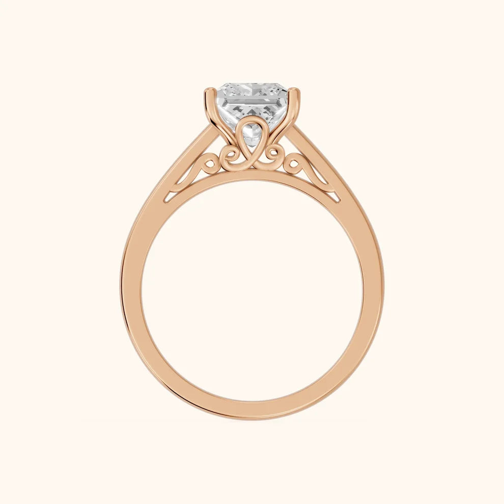 Iris Vintage Princess Diamond Engagement Ring in Rose Gold