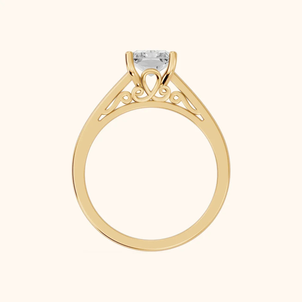 Iris Vintage Radiant Diamond Engagement Ring in Yellow Gold