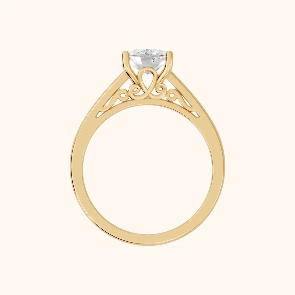 Iris Vintage Cushion Diamond Engagement Ring in Yellow Gold