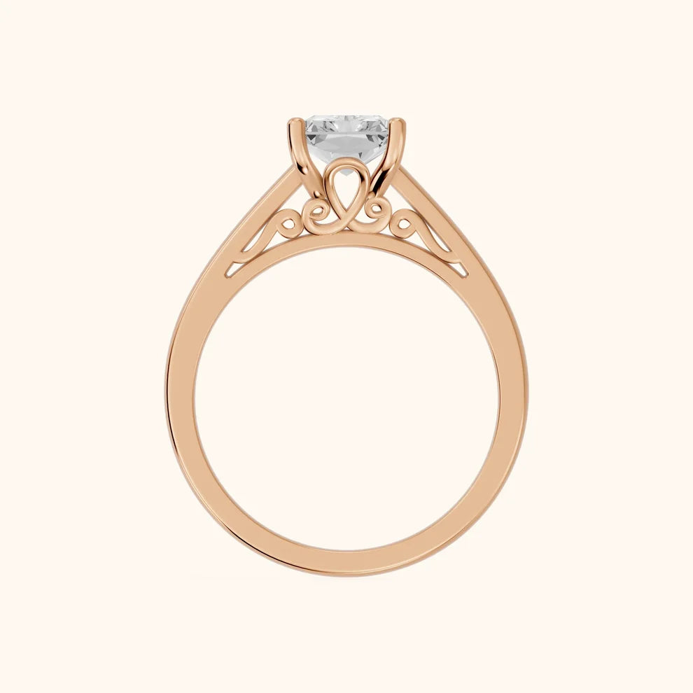 Iris Vintage Radiant Diamond Engagement Ring in Rose Gold
