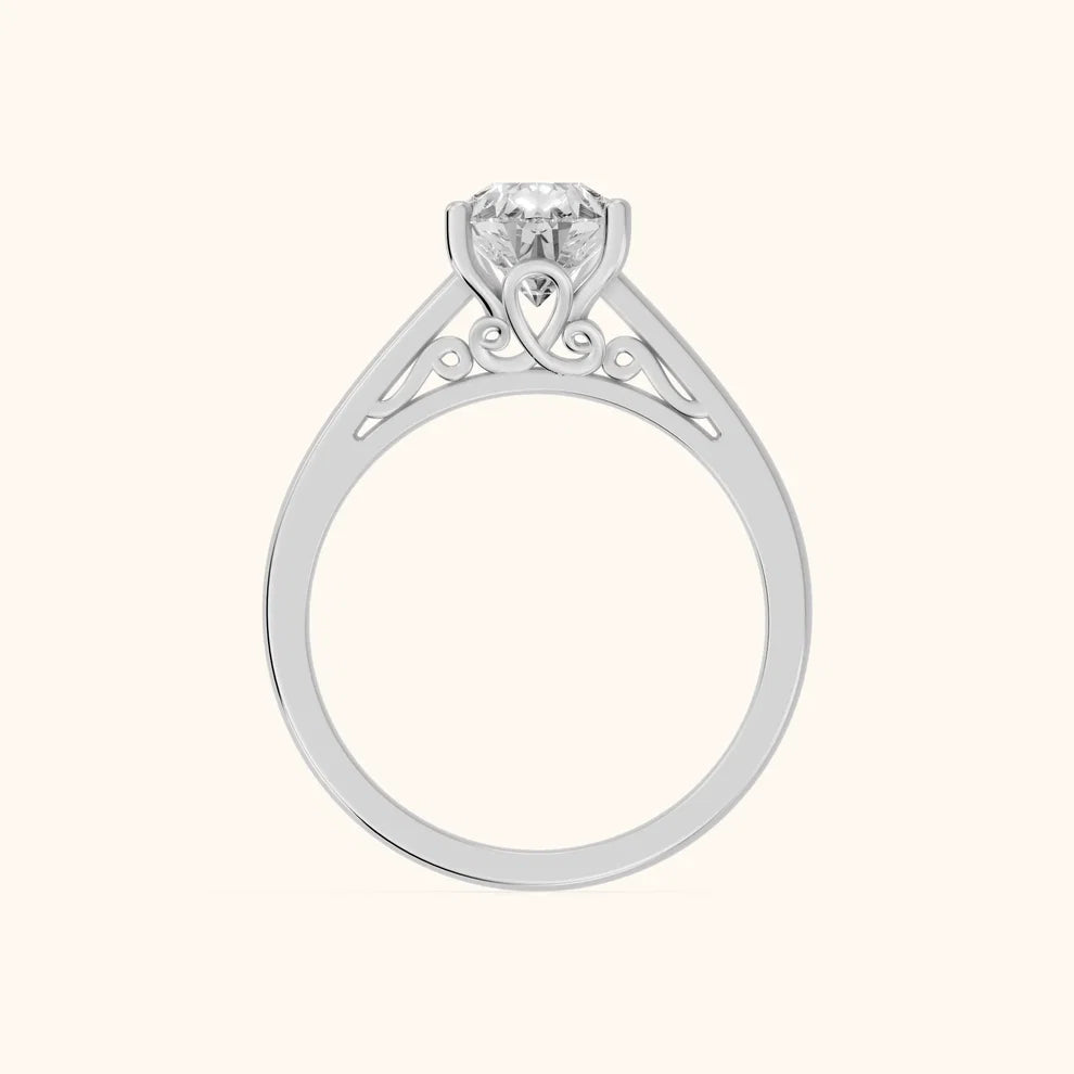 Iris Vintage Pear Diamond Engagement Ring in Silver