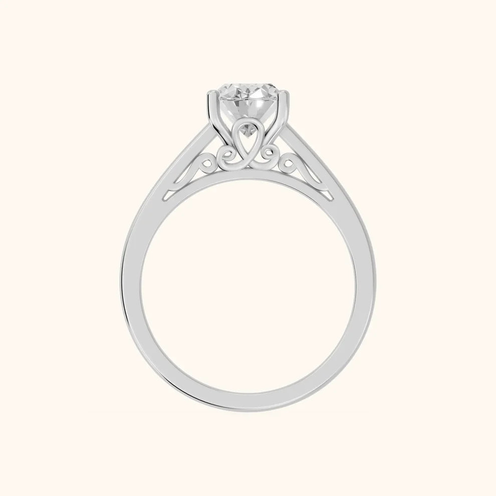 Iris Vintage Oval Diamond Engagement Ring in White Gold