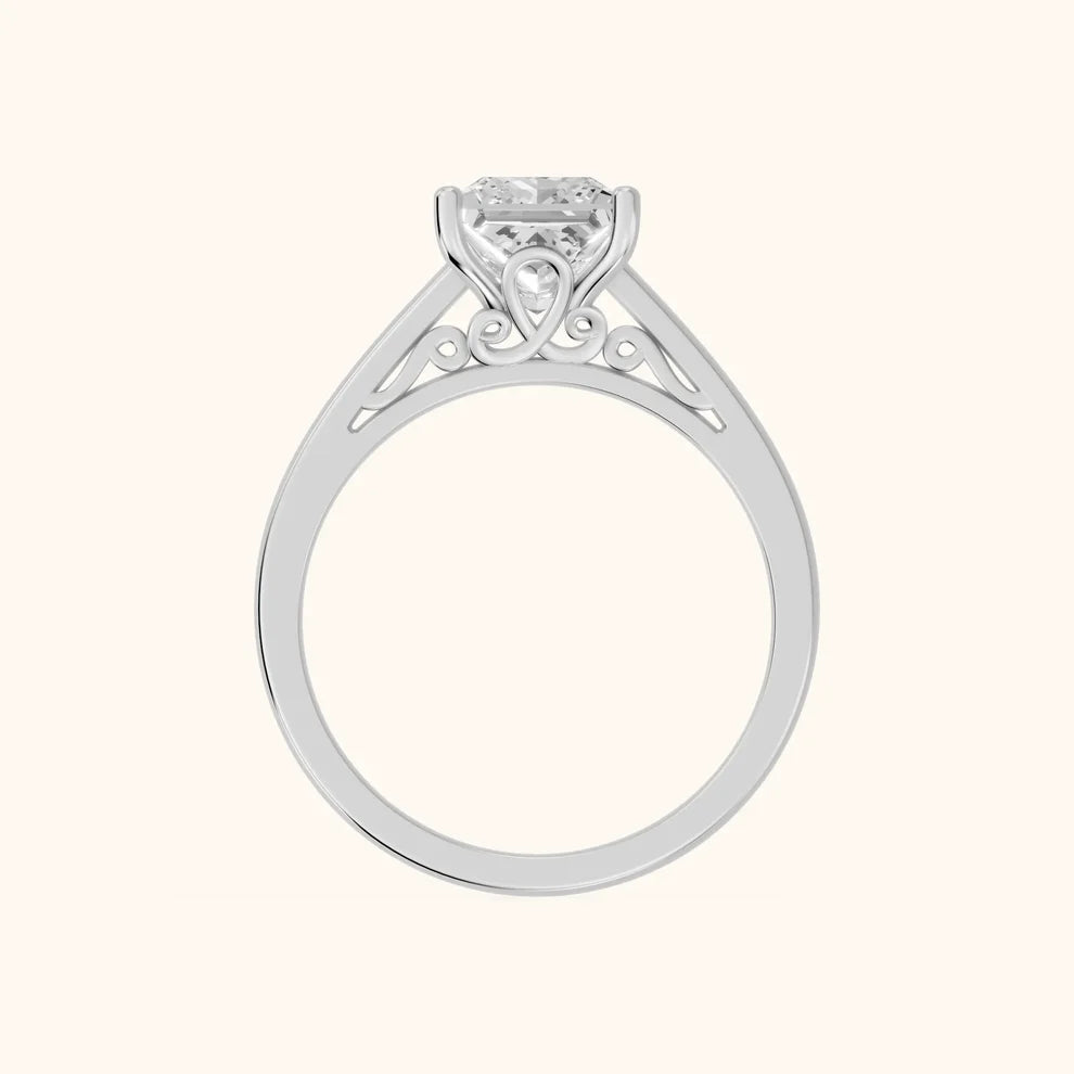Iris Vintage Princess Diamond Engagement Ring in Silver