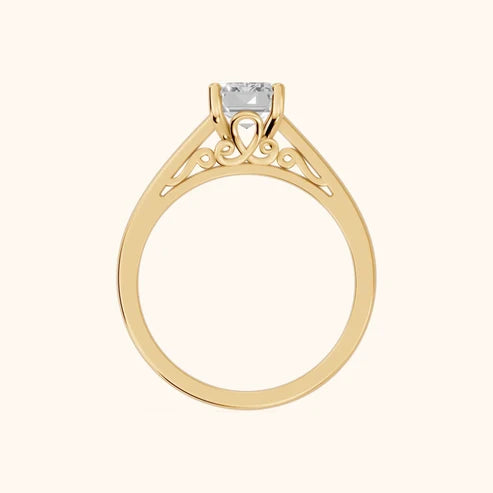 Iris Vintage Emerald Diamond Engagement Ring in Yellow Gold