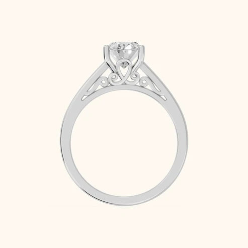 Iris Vintage Oval Diamond Engagement Ring in Silver