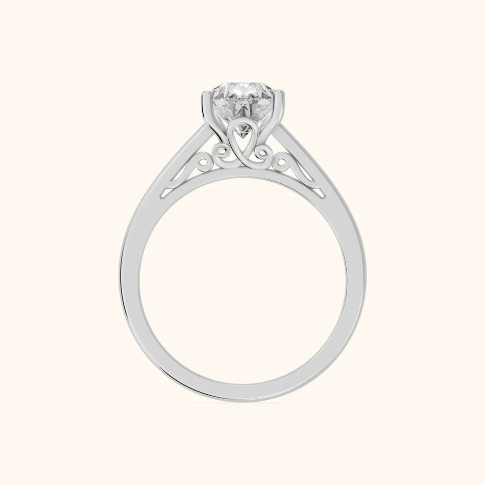Iris Vintage Pear Diamond Engagement Ring in White Gold