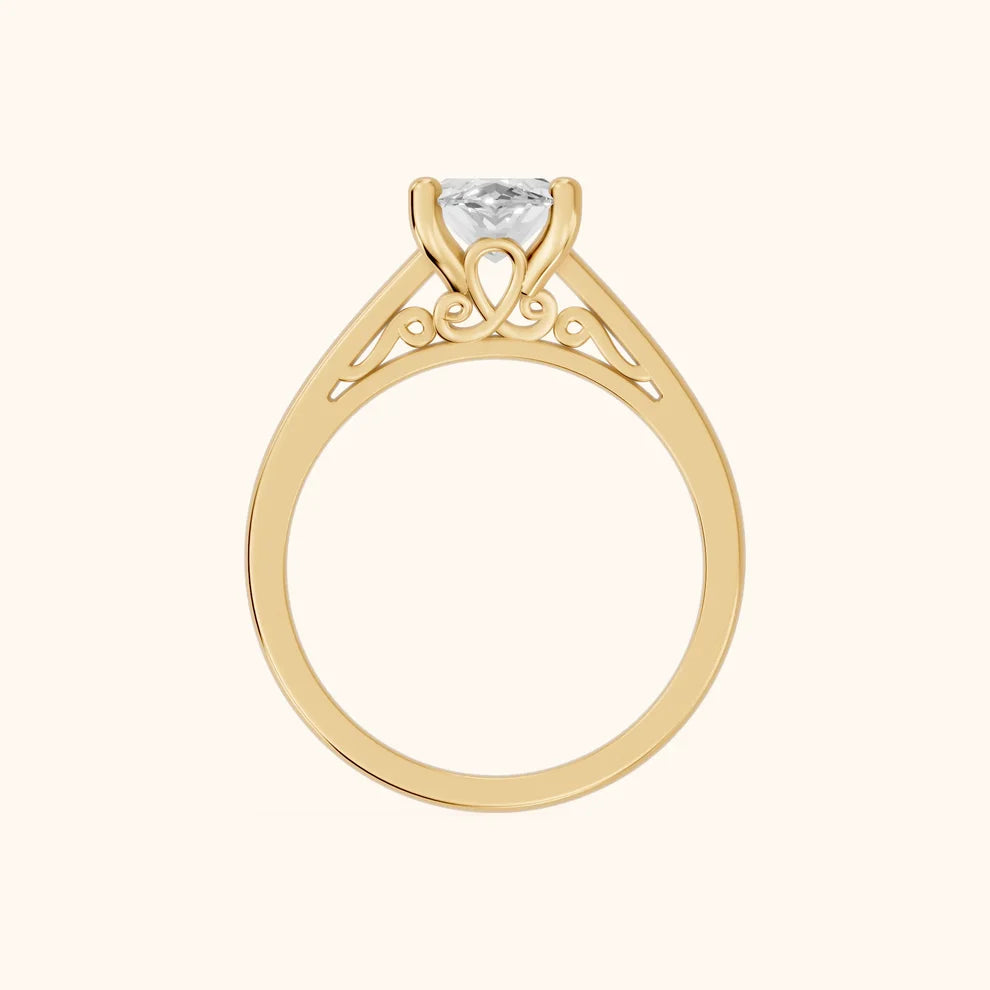 Iris Vintage Marquise Diamond Engagement Ring in Yellow Gold