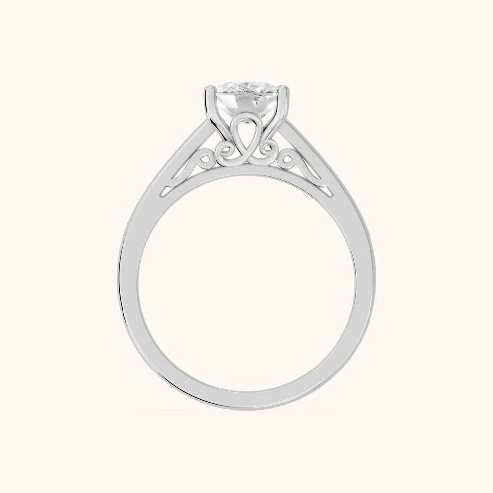 Iris Vintage Cushion Diamond Engagement Ring in Platinum