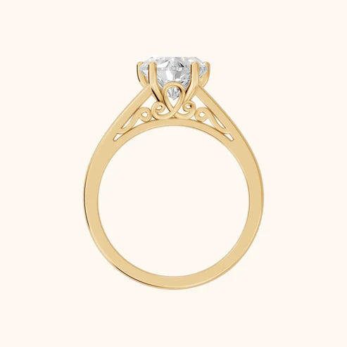 Iris Vintage Heart Diamond Engagement Ring in Yellow Gold