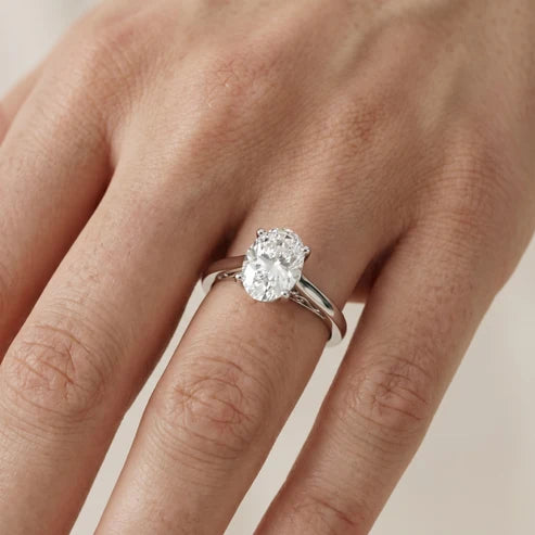 Iris Vintage Oval Diamond Engagement Ring in Silver