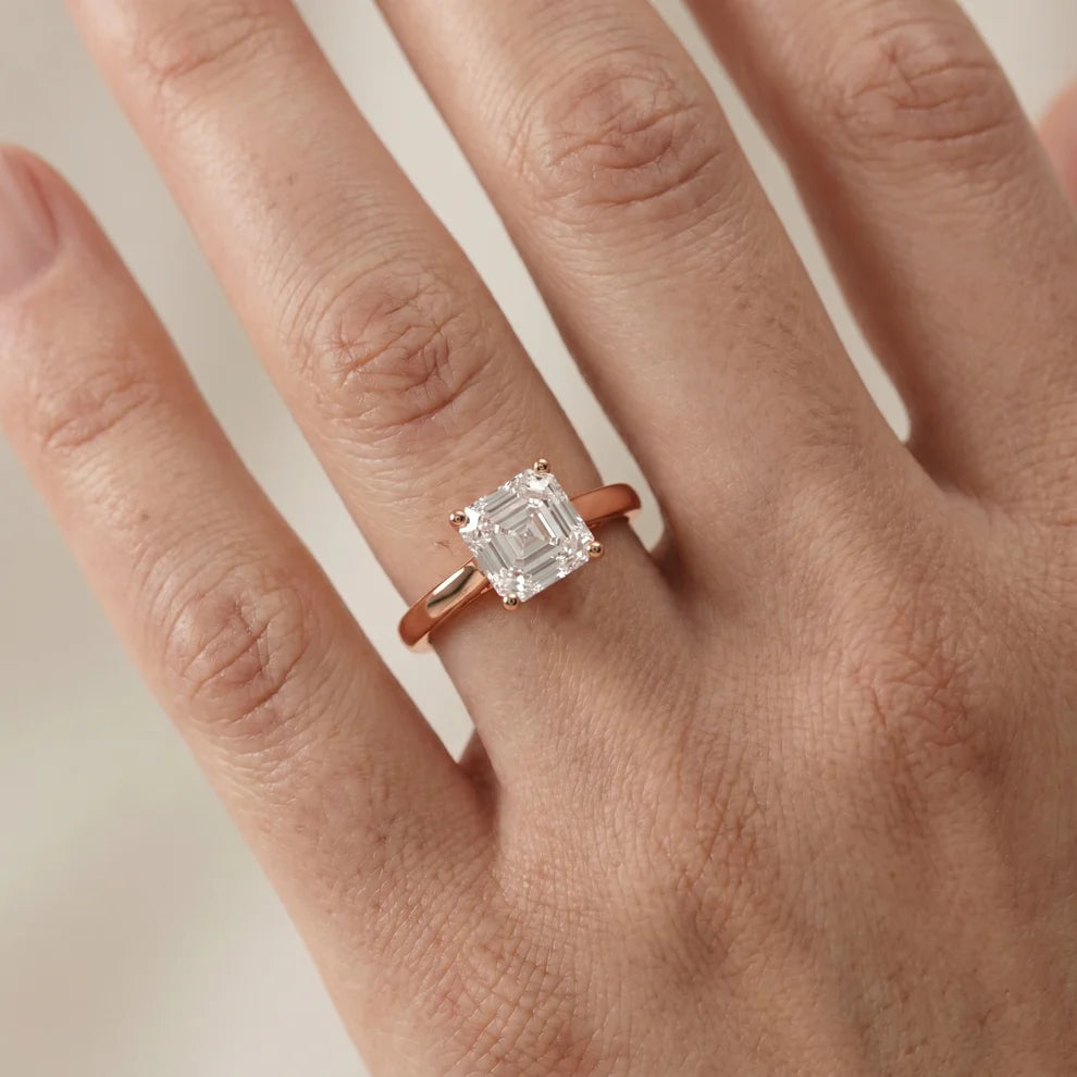 Iris Vintage Asscher Diamond Engagement Ring in Rose Gold