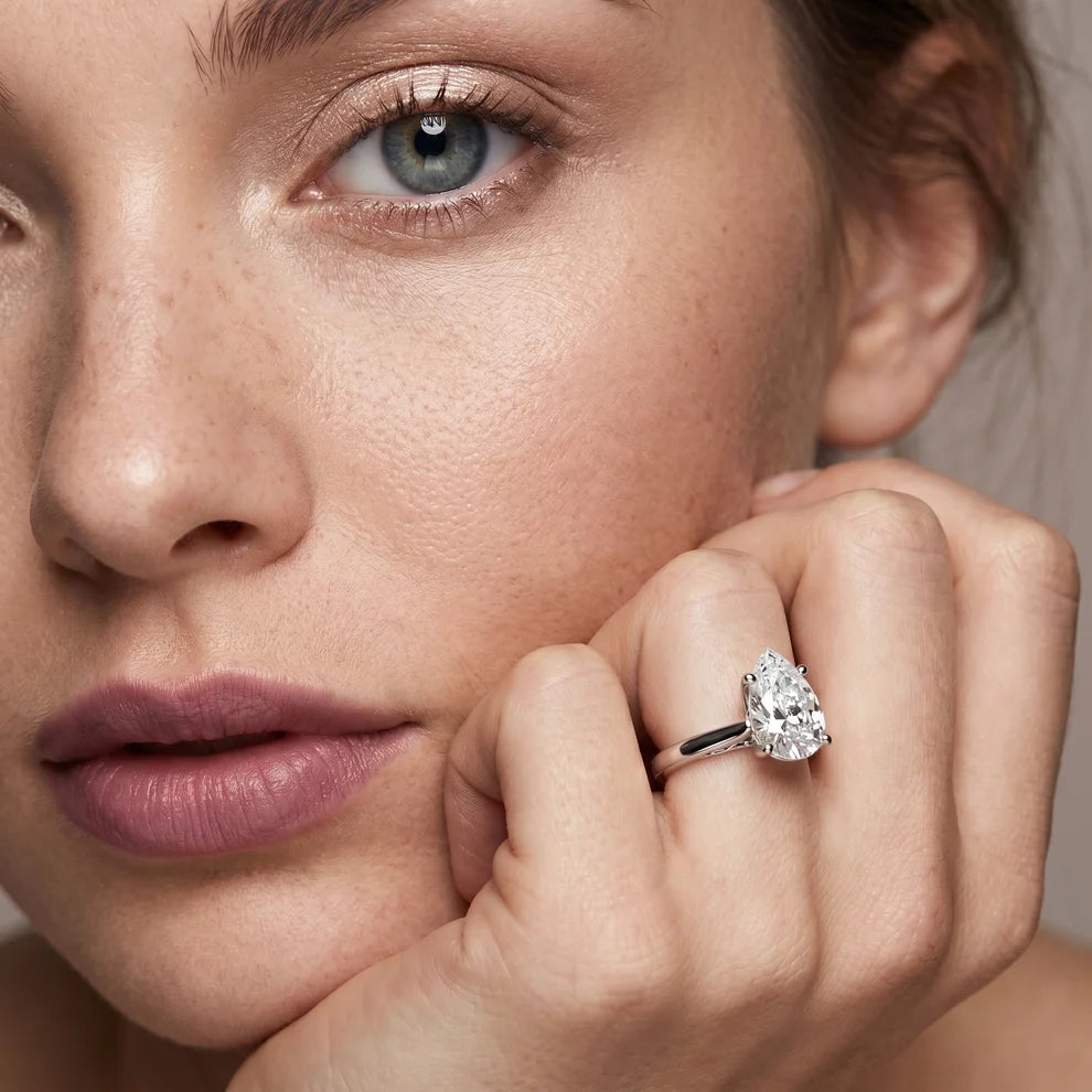 Iris Vintage Pear Diamond Engagement Ring in White Gold