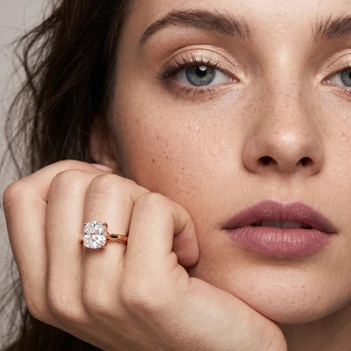 Iris Vintage Cushion Diamond Engagement Ring in Rose Gold