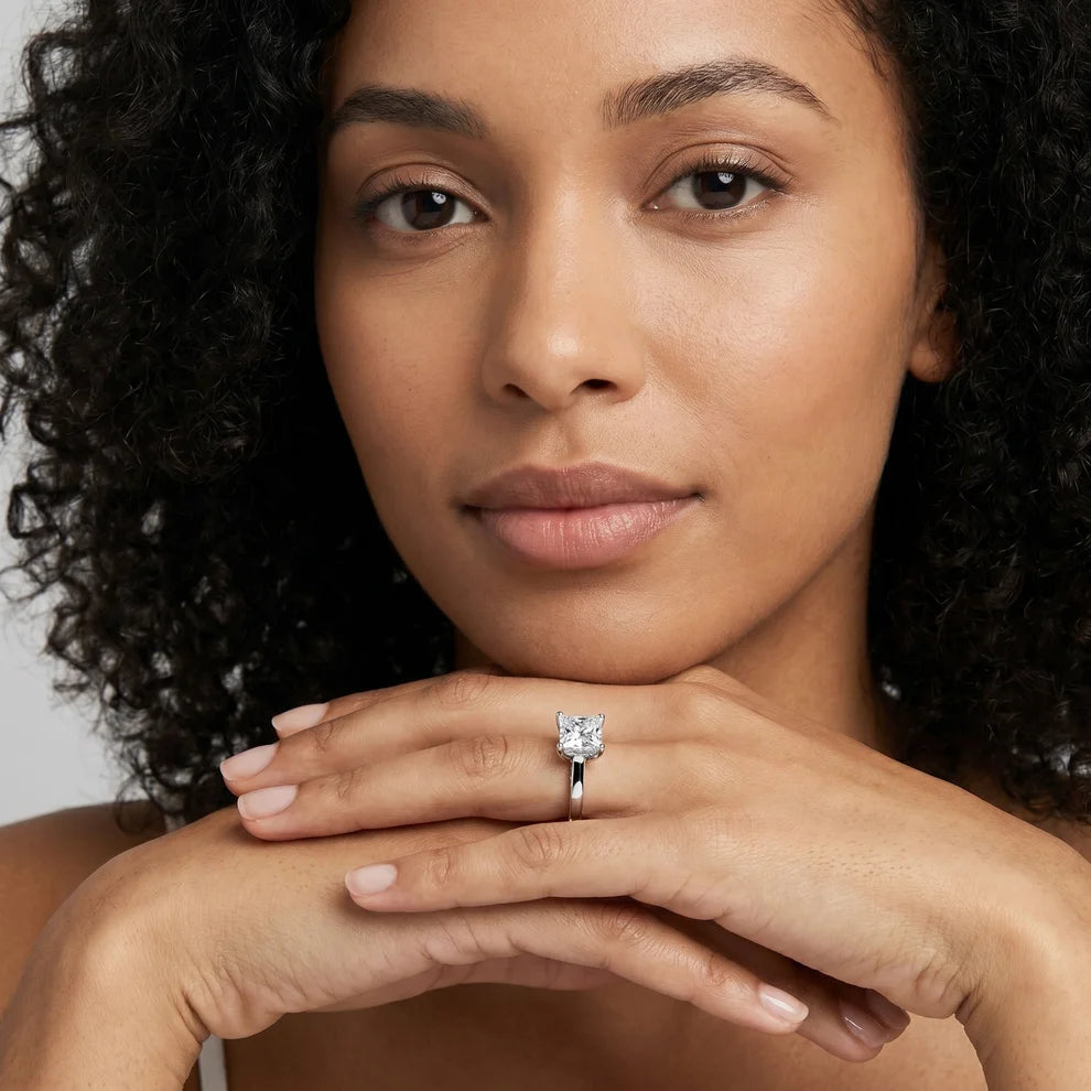 Iris Vintage Princess Diamond Engagement Ring in White Gold