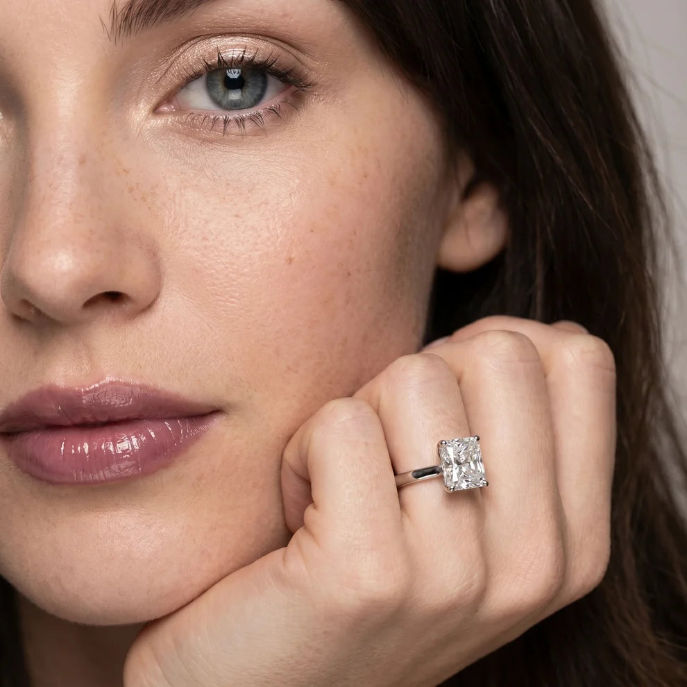Iris Vintage Radiant Diamond Engagement Ring in White Gold
