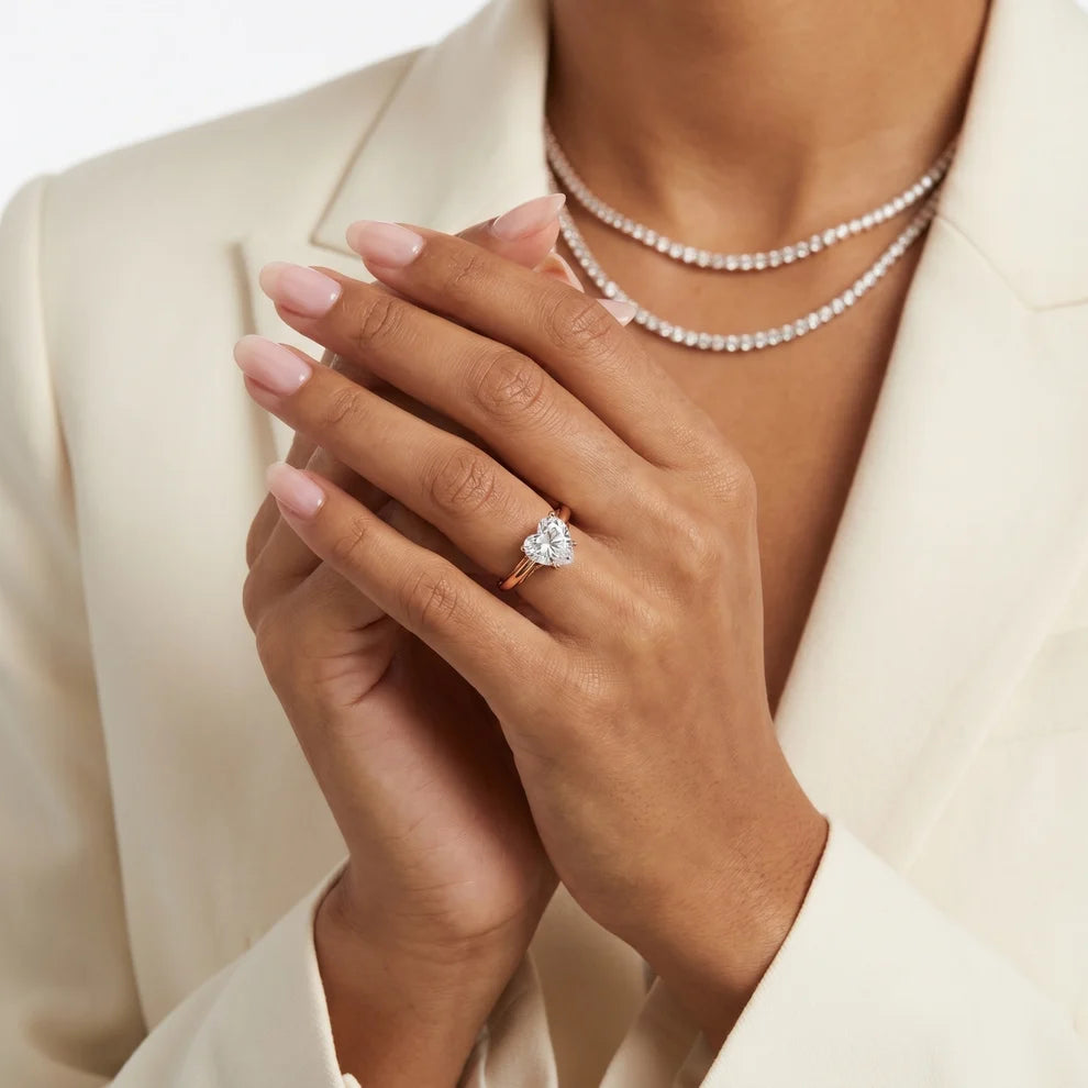 Iris Vintage Heart Diamond Engagement Ring in Rose Gold