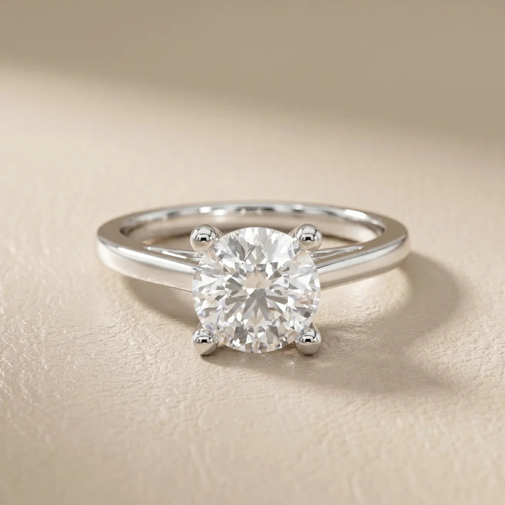 Iris Vintage Round Diamond Engagement Ring in Silver