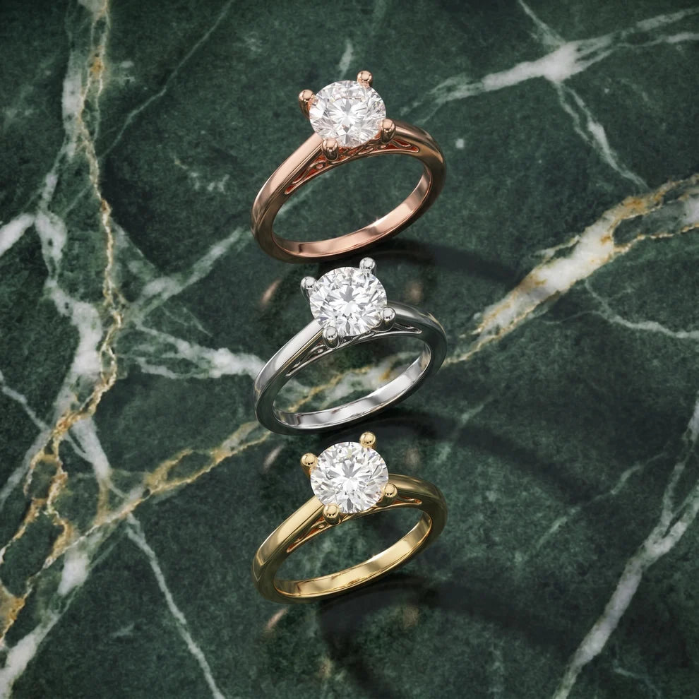 Iris Vintage Round Diamond Engagement Ring in White Gold