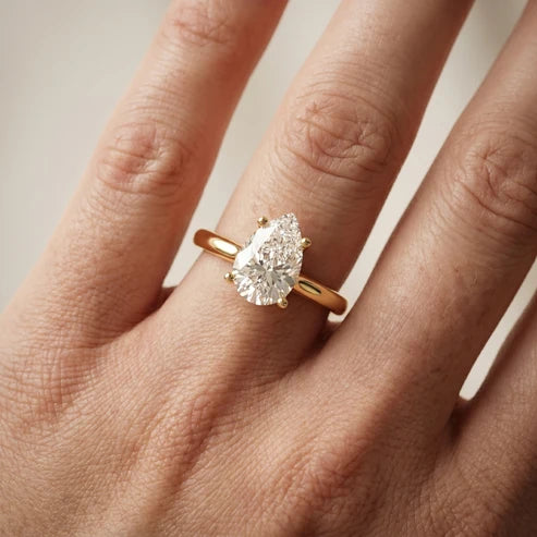 Iris Vintage Pear Diamond Engagement Ring in Yellow Gold