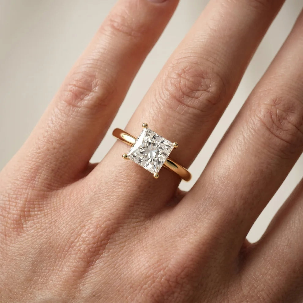 Iris Vintage Princess Diamond Engagement Ring in Yellow Gold