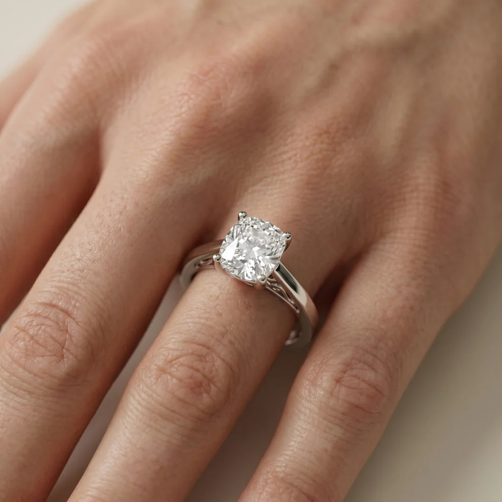 Iris Vintage Cushion Diamond Engagement Ring in Platinum