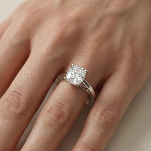 Iris Vintage Cushion Diamond Engagement Ring in Silver