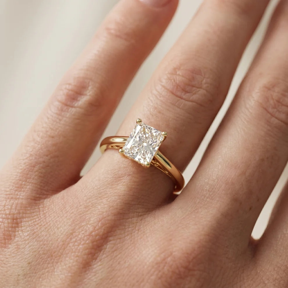 Iris Vintage Radiant Diamond Engagement Ring in Yellow Gold