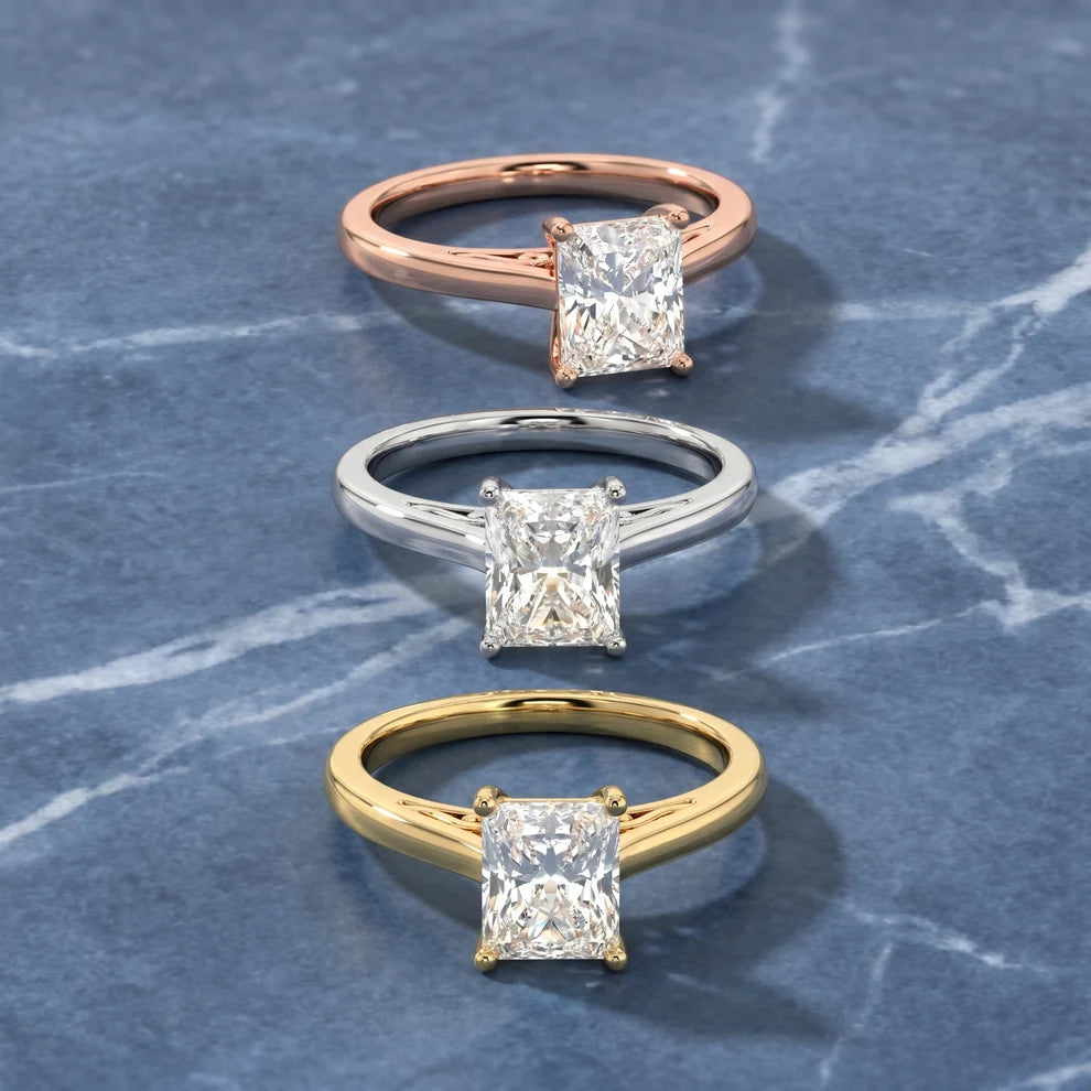Iris Vintage Radiant Diamond Engagement Ring in Yellow Gold