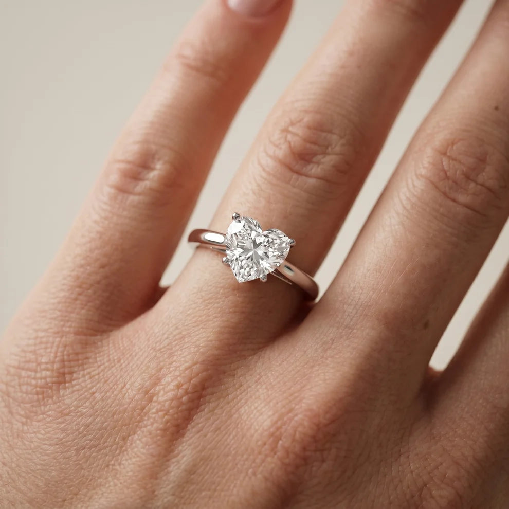 Iris Vintage Heart Diamond Engagement Ring in Silver