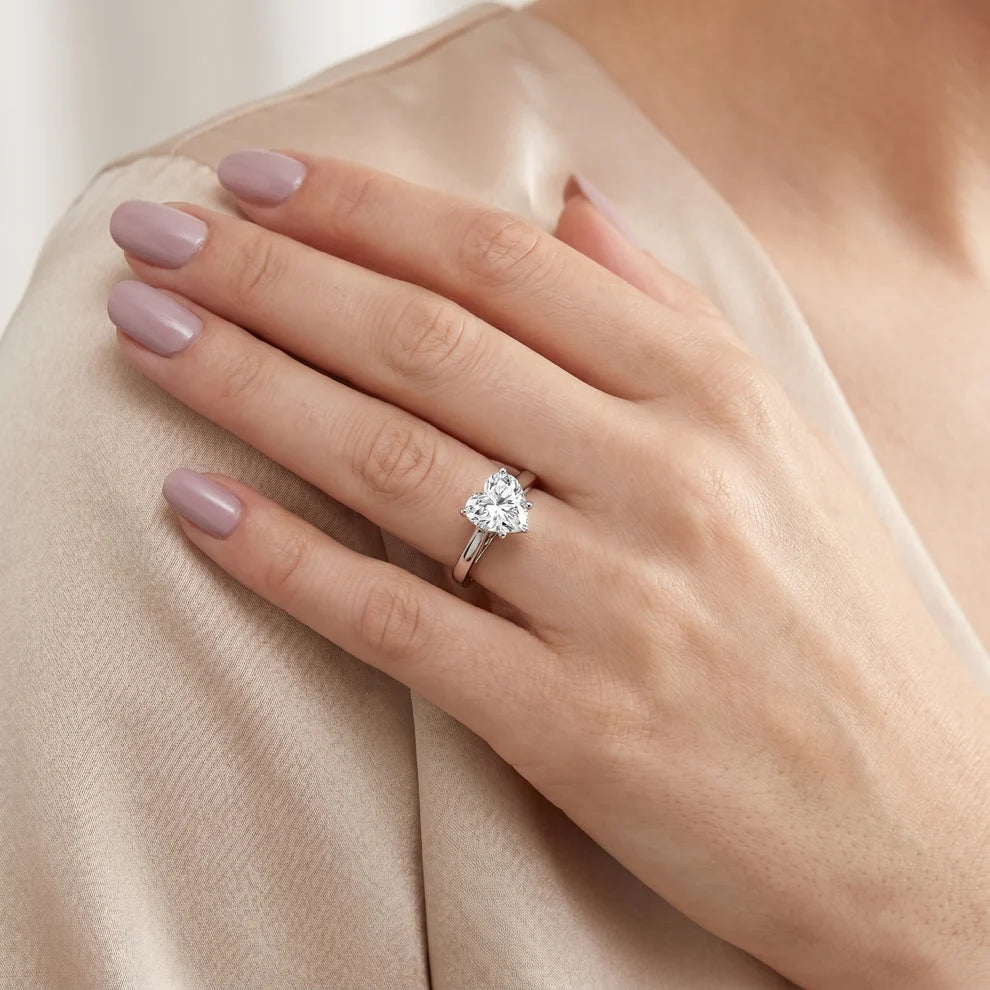 Iris Vintage Heart Diamond Engagement Ring in Silver