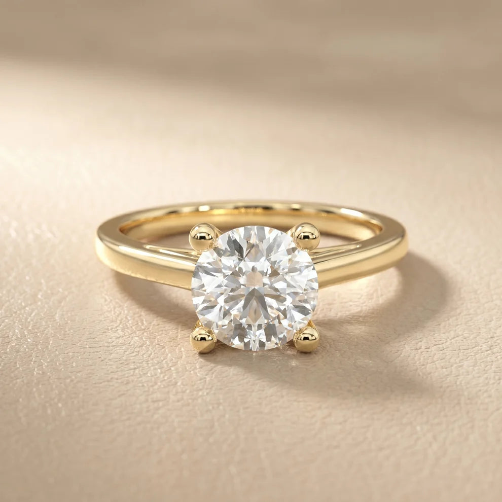 Iris Vintage Round Diamond Engagement Ring in Yellow Gold