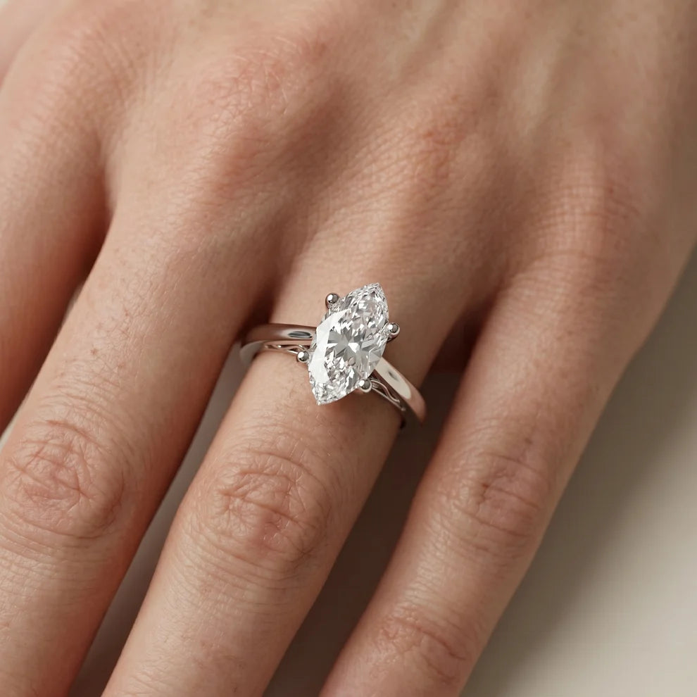 Iris Vintage Marquise Diamond Engagement Ring in Platinum
