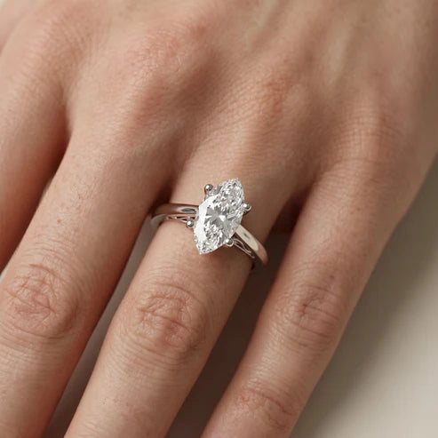 Iris Vintage Marquise Diamond Engagement Ring in Silver