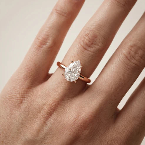 Iris Vintage Pear Diamond Engagement Ring in Rose Gold