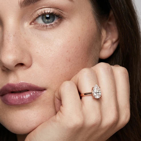 Iris Vintage Pear Diamond Engagement Ring in Rose Gold