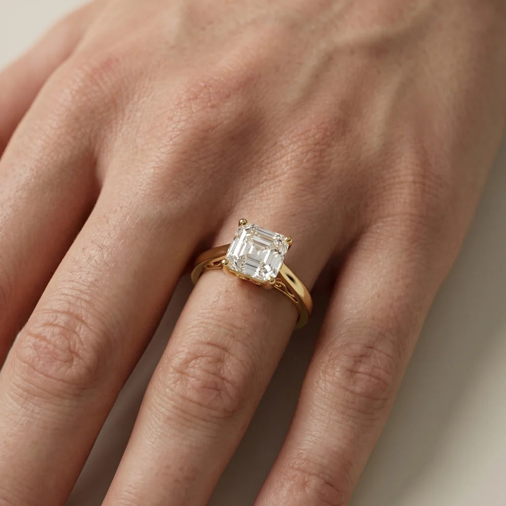 Iris Vintage Asscher Diamond Engagement Ring in Yellow Gold