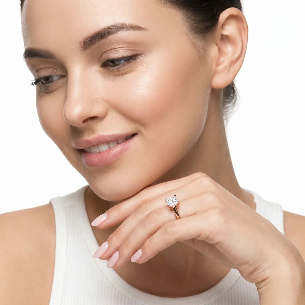 Iris Vintage Princess Diamond Engagement Ring in Rose Gold