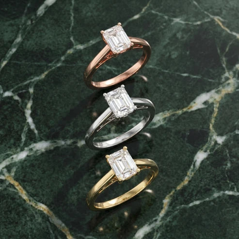 Iris Vintage Emerald Diamond Engagement Ring in Yellow Gold