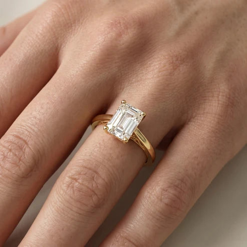 Iris Vintage Emerald Diamond Engagement Ring in Yellow Gold