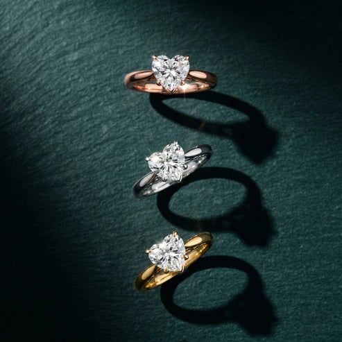 Iris Vintage Heart Diamond Engagement Ring in Yellow Gold