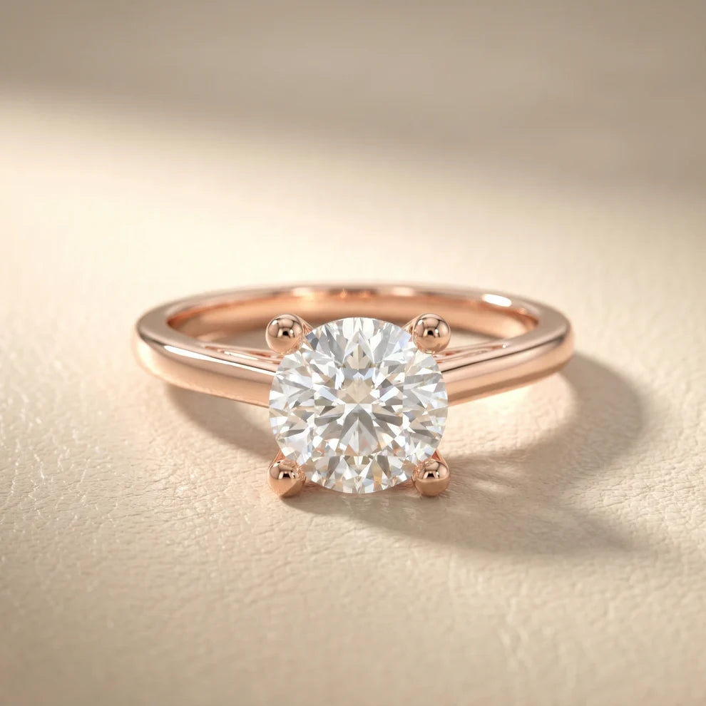 Iris Vintage Round Diamond Engagement Ring in Rose Gold