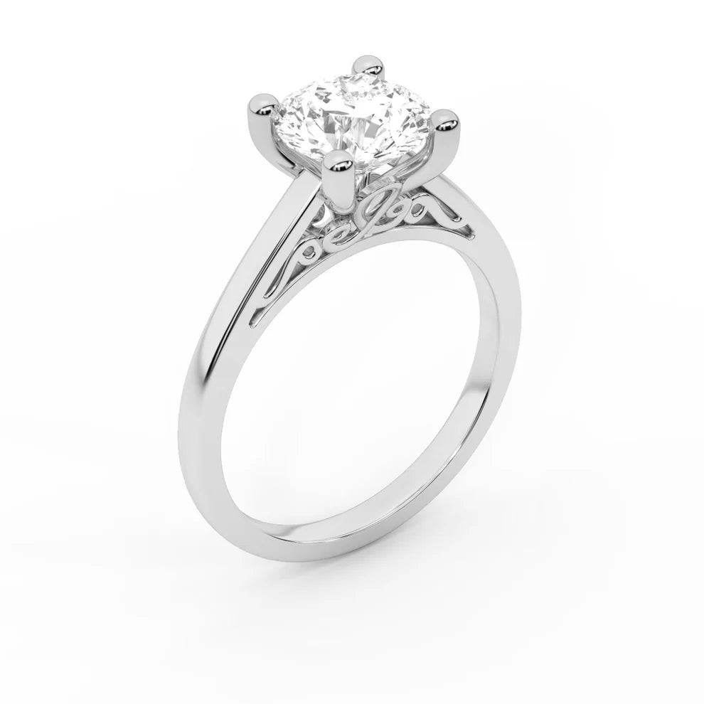 Iris Vintage Round Diamond Engagement Ring in White Gold