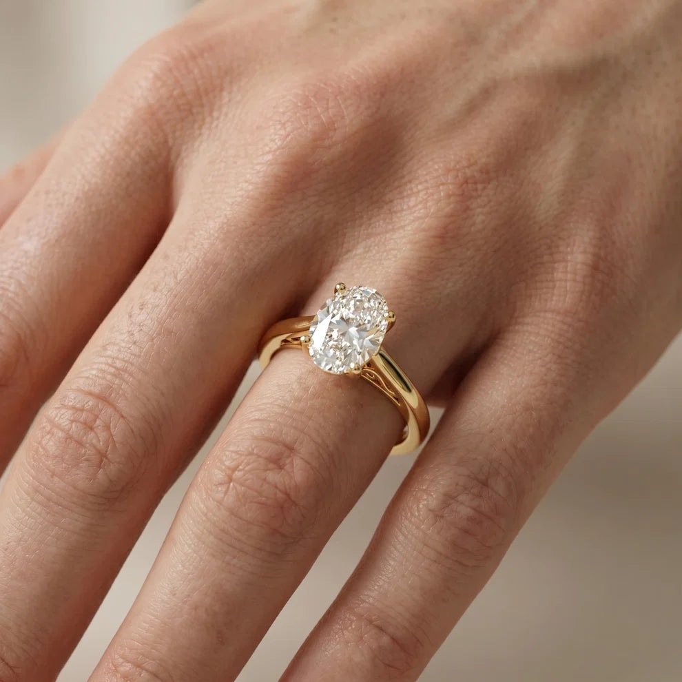 Iris Vintage Oval Diamond Engagement Ring in Yellow Gold