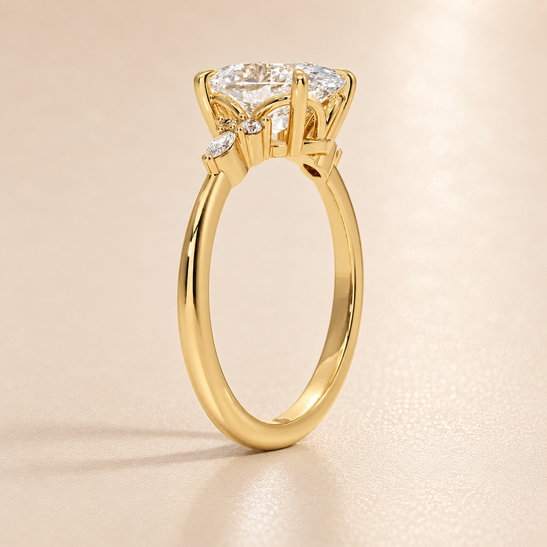 Accents Triology Engagement Ring in Yellow Gold