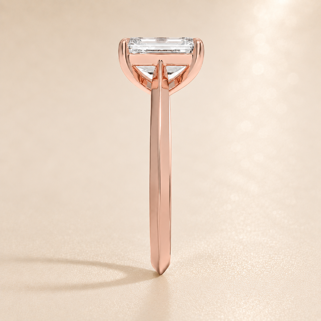 Knife Edge Solitaire Ring in Rose Gold